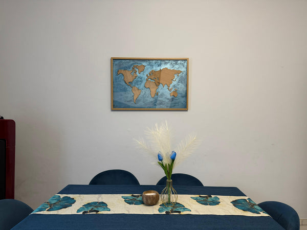 Oceani di Legno – Quadro Mappa del Mondo in Rilievo 60x90 cm