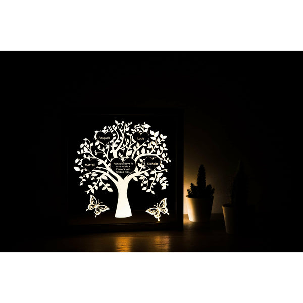 Lebensbaum im Rahmen mit Plexiglas und LED, Anpassbar