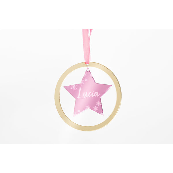 Personalisierte Weihnachtskugel aus verspiegeltem Plexiglas Stern